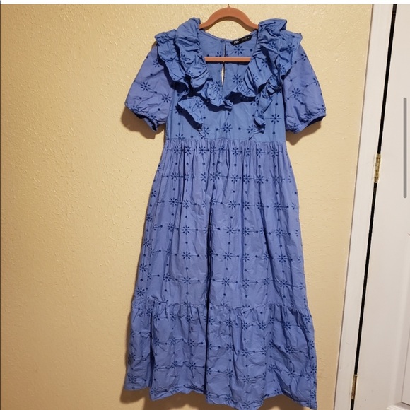 Zara Floral Embroidery Ruffle Dress Size Small - Picture 5 of 13